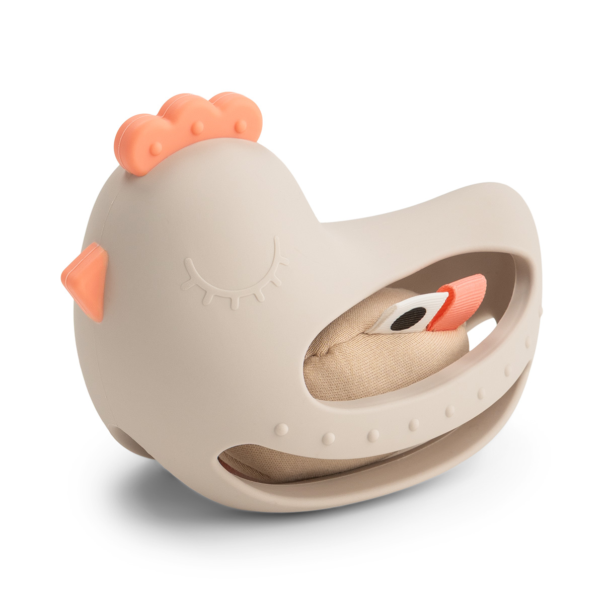 Grip & teether toy w/rattle - Clucky - Sand